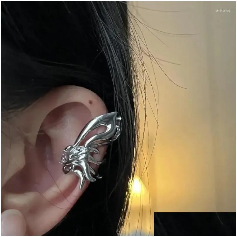 Backs Earrings Silver Color Metal Butterfly Ear Clips Without Piercing For Women Long Tassel Cuff Clip Wedding Jewelry