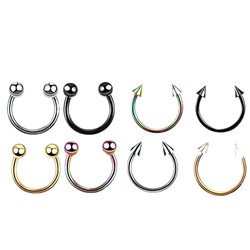 Nose Rings Studs Fashion Stainless Steel Horseshoe Fake Ring C Clip Lip Piercing Stud Hoop For Women Men Barbell Drop Delivery Je J Otvnh