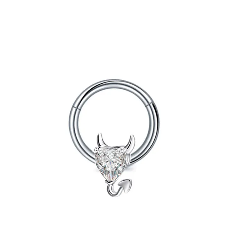 rings studs jewelry surgical steel septum clicker ring punk women men zircon nose hoop body ps0894 6nfpc