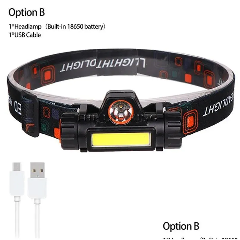 Headlamps LED Mini Headlamp 3000LM USB Rechargeable High Power Headlight Head Torch Waterproof Camping Fishing