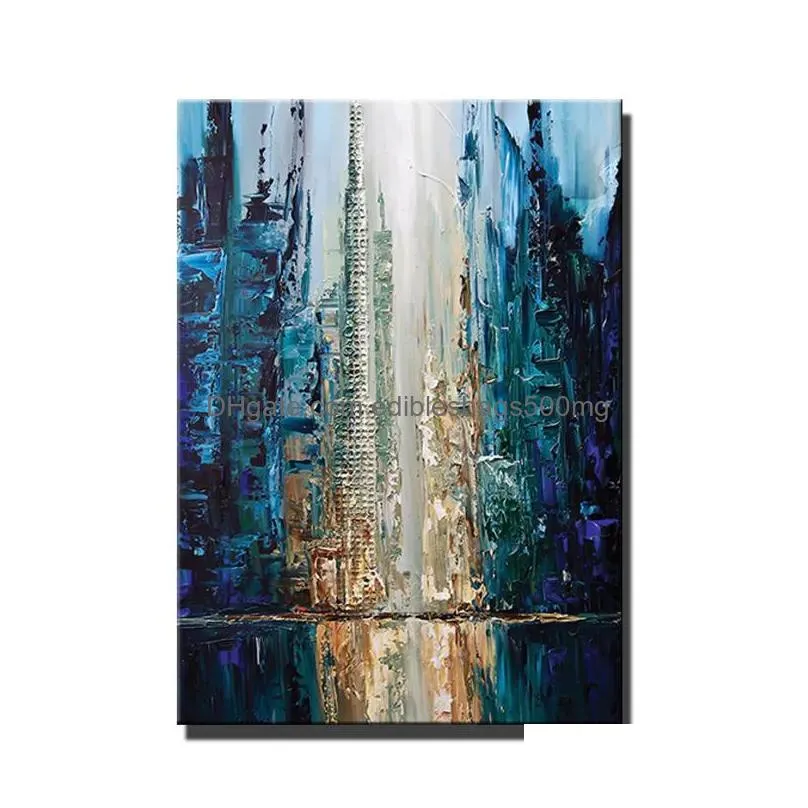 Paintings Abstract Oil Painting Handmade Fall View Brown Modern Wall Art For Home Cuadros Canvas Large Salon Decoration Drop Deliver Dhsju