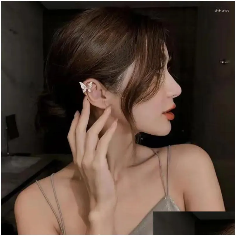 Backs Earrings Silver Color Metal Butterfly Ear Clips Without Piercing For Women Long Tassel Cuff Clip Wedding Jewelry