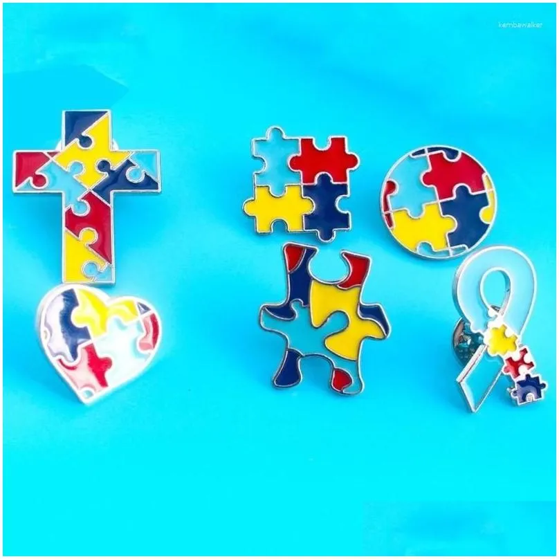 Brooches 6 Pcs Autism Awareness Pins Enamel Lapel Badge Brooch Symbols Of Support For Hats And Backpacks