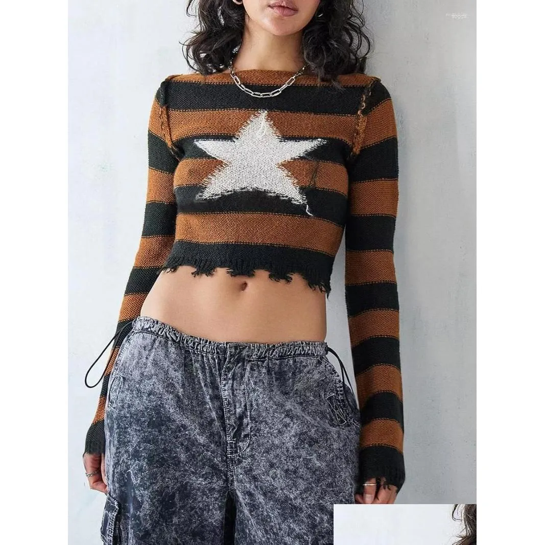 Women`s Sweaters Women`s Y2k Star Grunge Cute Slim Jumpers Harajuku Prepply Korean Pullovers Streetwear Women Aesthetic Top