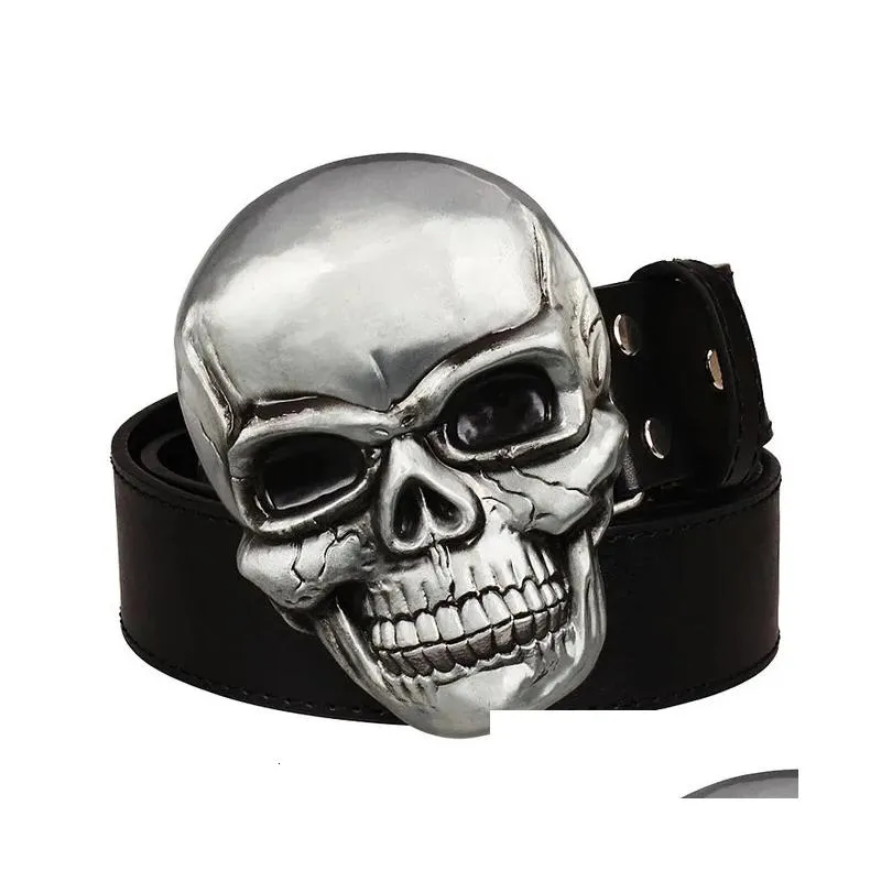 other fashion accessories cool big skull face heavy metal buckle belt men skeleton head rock aand roll style punk perform clothing accessories