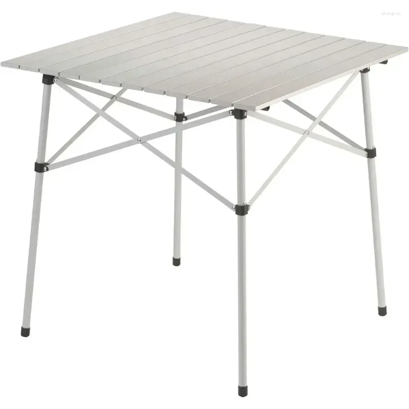 Camp Furniture Outdoor Camping Table Sturdy Aluminum Folding With Snap-on Design Including 4 Seats And Tote Bag