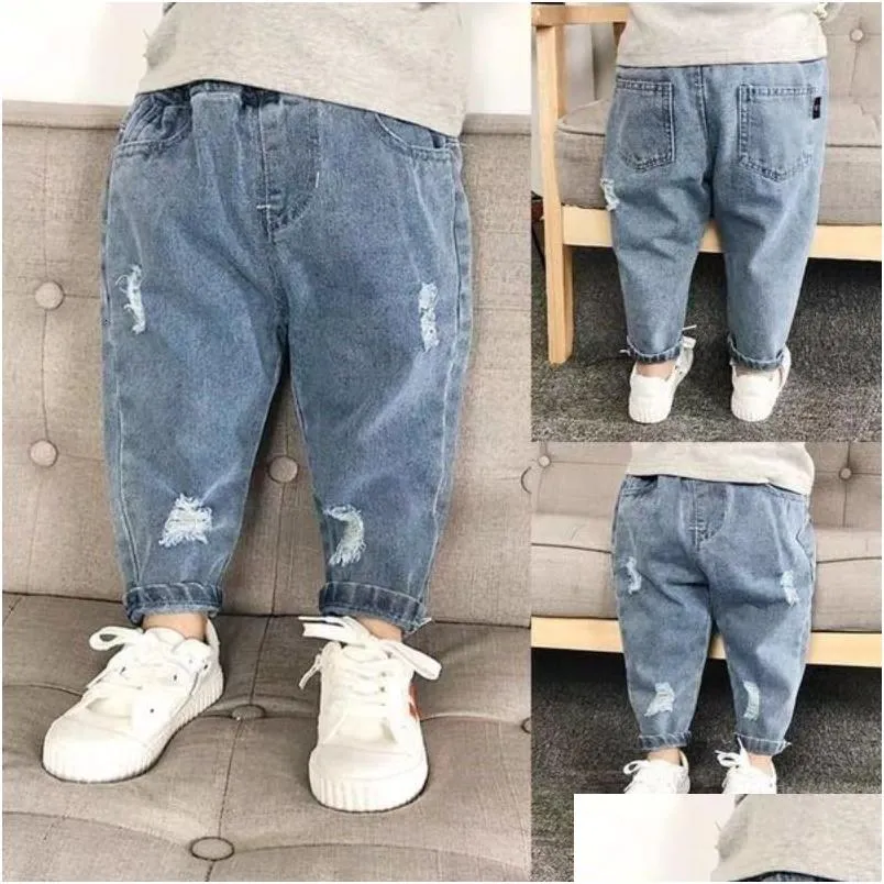 Jeans Boys Casual Children Denim Ripped Kids Trousers Toddler Girl Fall Clothes 2 3 4 5 Years Baby Harem Pants Baggy 230731