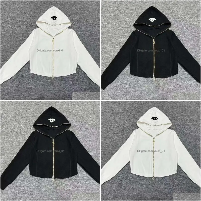 Women`S Jackets Hoodie Women Designer Jacket Fashion High Street Embroidered Graphic Letter Print Zipper Casual Loose Short Solid Colo Dhdmf