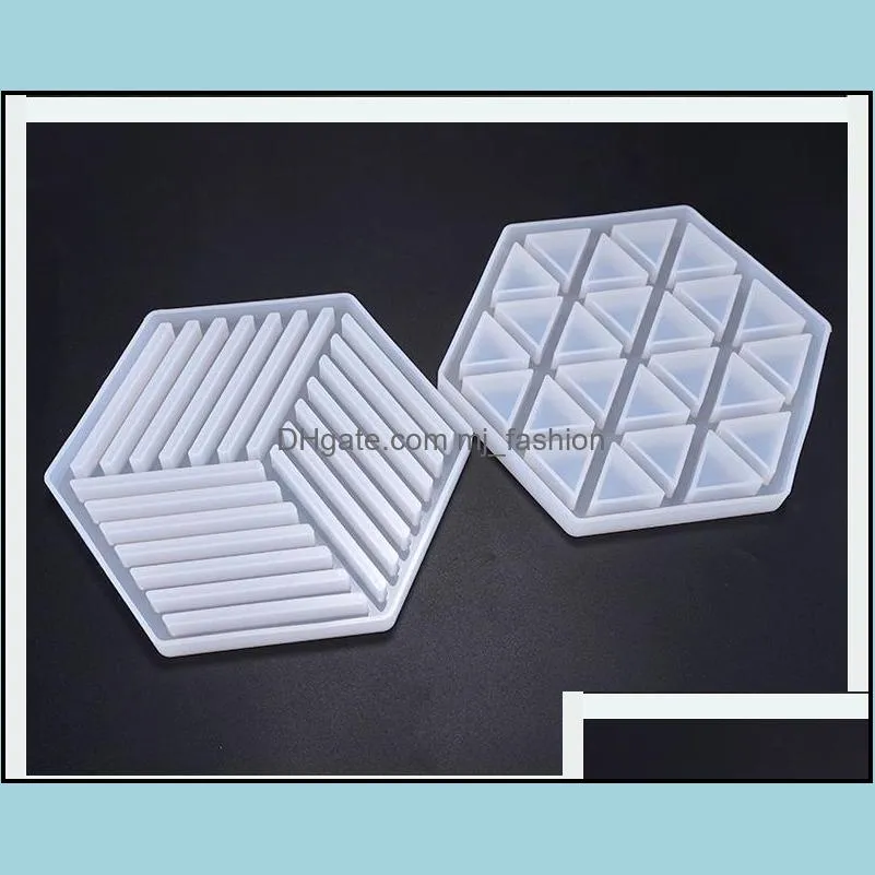 Molds Hexagon Coasters Sile Mold Diy Resin Stripe Triangle For Table Mat Decoration Jewellery Making Craft Sil Mod Drop Deli Dhgarden Dhvnw