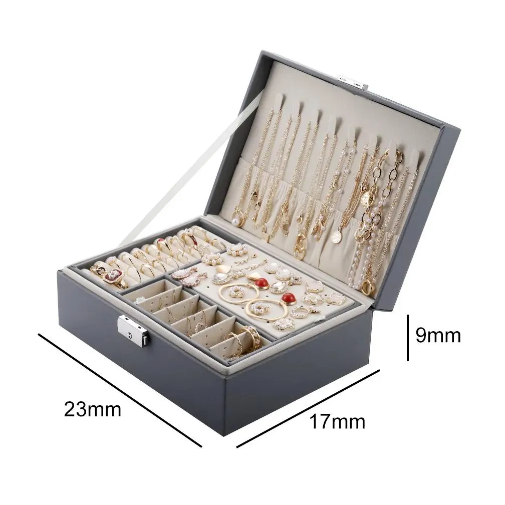 jewelry boxes high capacity double-layer jewelry storage box multifunction jewelry organizer necklace earring bracelet display holder gift box