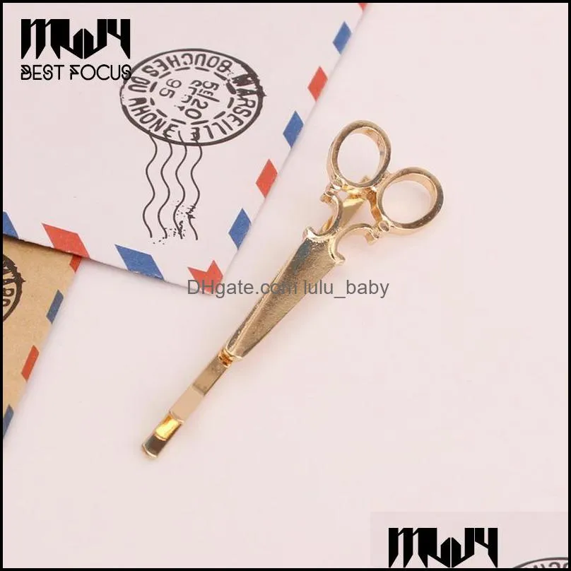 Hair Clips & Barrettes Fashion Scissors Shape Lovely Women Girls Gold Plated Clip Christmas Party Hairpin Accessories 24 Pcs/Lot Drop Dhfjp