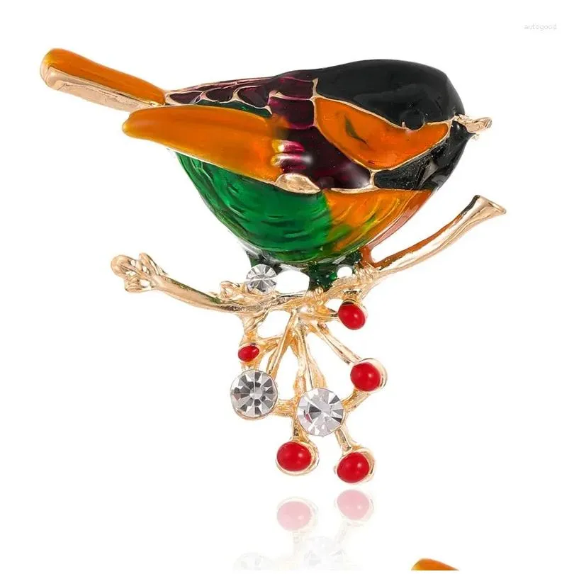 Brooches 1PC Simple Style Alloy Dripping Oil Bird Brooch Fashion Personality Animal Corsage Pin Accessories