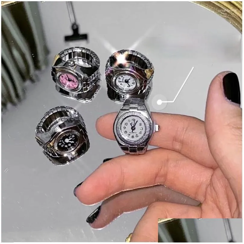 Cluster Rings Creative Vintage Stretch Quartz Finger Watch For Men And Women Hip-hop Couple Accessories 2023 Fashion