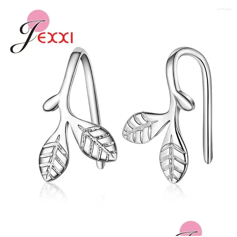Stud Earrings Unique Novel Design Bud For Women Girls Kids Female Leaf Branch 925 Sterling Silver Leave Ear Hook