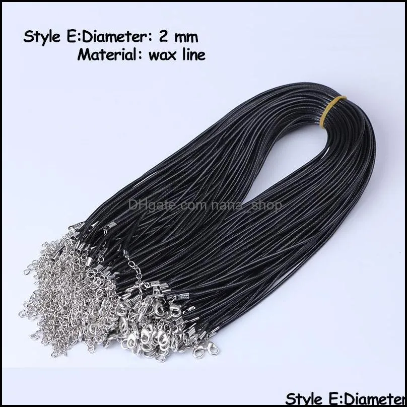 Chains 9 Styles Black Wax Leather Cord Necklace Rope 45Cm Chain Lobster Clasp Diy Necklaces Pendants Jewelry Accessories Drop Dhgarden Dhkah