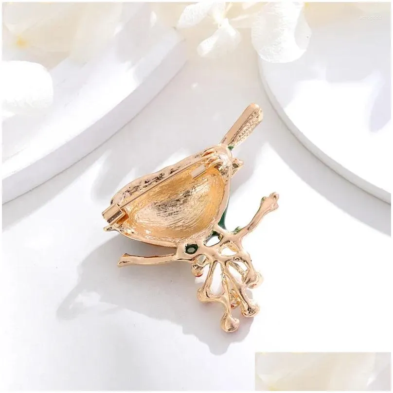 Brooches 1PC Simple Style Alloy Dripping Oil Bird Brooch Fashion Personality Animal Corsage Pin Accessories