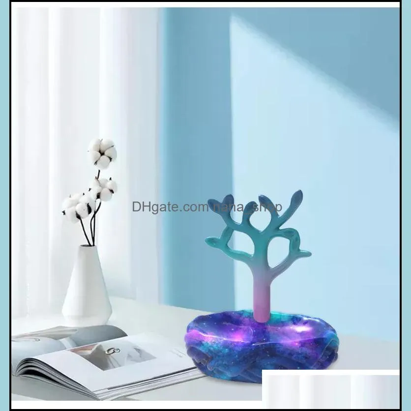 Molds Sile Mini Tree With Stand Holder Epoxy Resin Diy Home Plant Decoration Making Mod Storage Tray Drop Delivery Jewelry To Dhgarden Dhyu8
