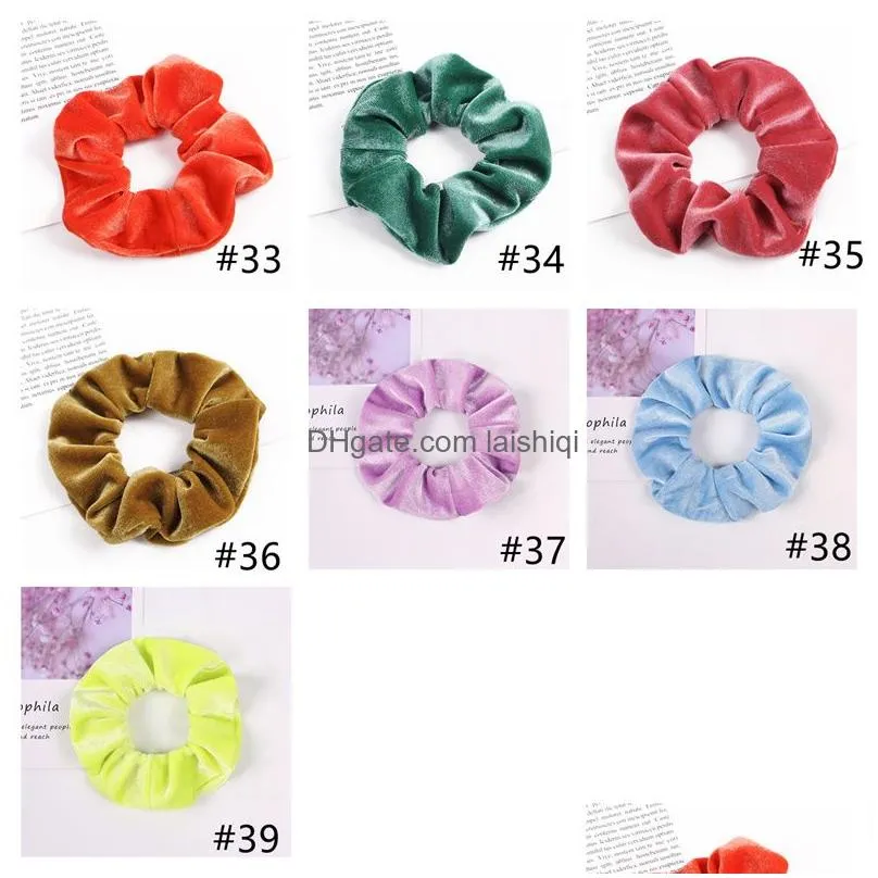 Hair Accessories 40 Colors Veet Scrunchies Elastic Hairband Solid Color Women Girls Headwear Ponytail Holder Hairs 50Pcs8323765 Drop Dht9E