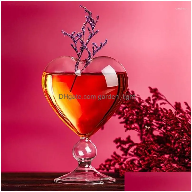 wine glasses 1pc creative lovely heart-shaped cup water glass with straw juice club drinkware container decoration