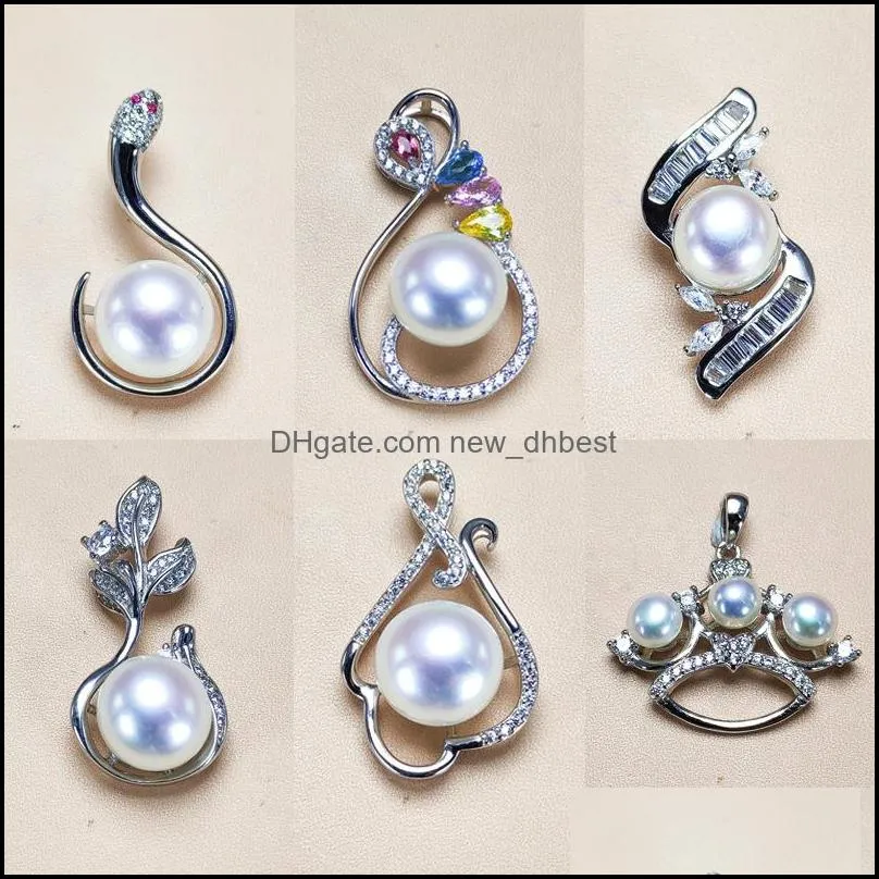 Jewelry Settings 100% S925 Sterling Sier Pendant Pearl Necklace 9 Styles Fashion For Women Girl Diy Christmas Gift Drop Deli Dhgarden Dhil9