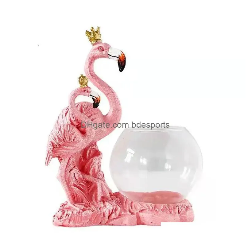 Decorative Objects & Figurines Desktop Decoration Flamingo Glass Hydroponic Girls Heart High-End Sense Of Small Ornaments Green Radish Dhled