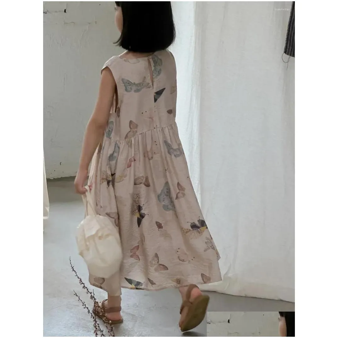 Girl Dresses 2024 Styles Girls Printed Vest Dress Sleeveless Summer Fashion Kids Clothes 2-8 Years