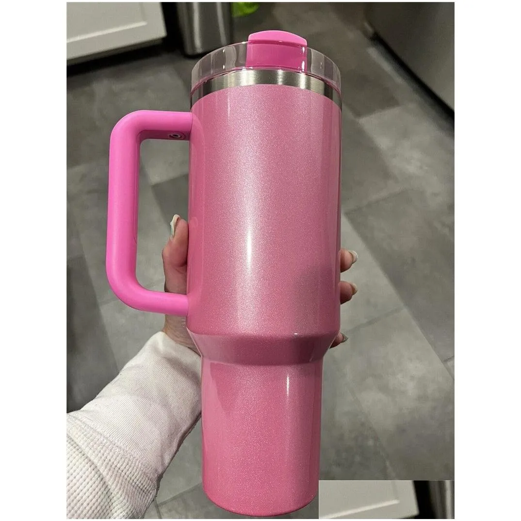 US stock Cosmo Pink Parada 40oz Stainless Steel Co Branded Flowstate Tumbler Flamingo 40 oz Quencher H2.0 Valentines Day Gift Mug Red Target Cups