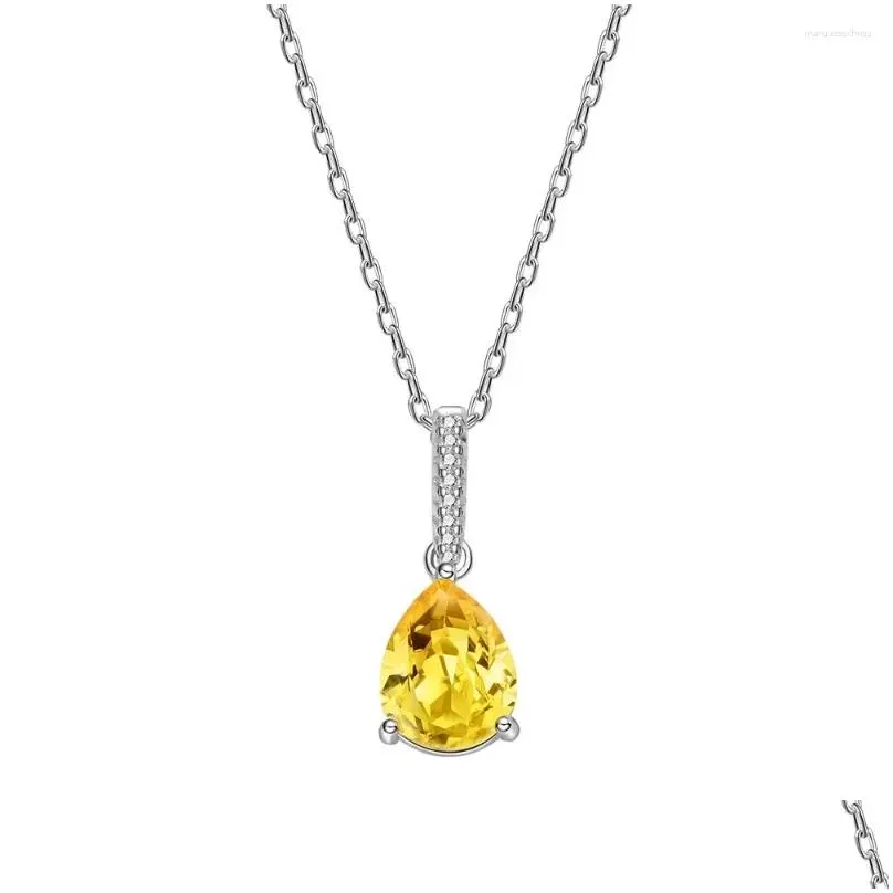 Chains Models Classic Droplet Yellow Diamond Necklace For Women Pure Silver Wholesale Fashion Trend Small And Versatile