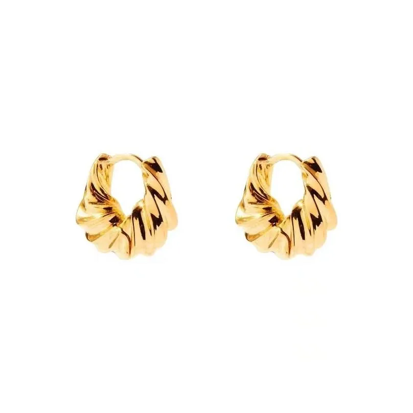 earrings designer for women 18k gold plated metallic twisted horn stud earrings buckle with box to party jewelry gift