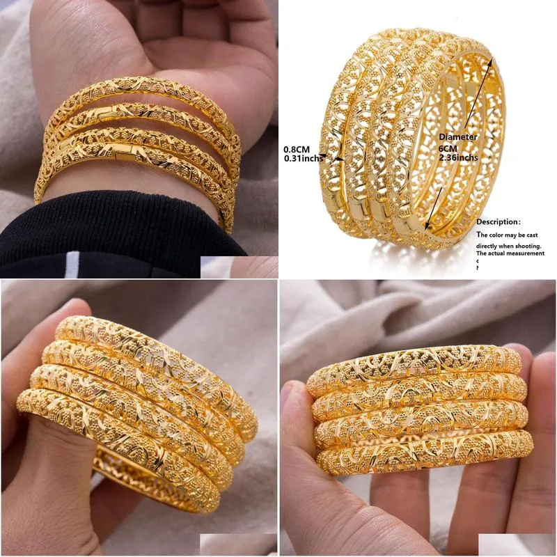 bangle 24k luxury ethiopian gold bangles for women wedding bride bracelets gold color jewelry middle east african gifts 230606