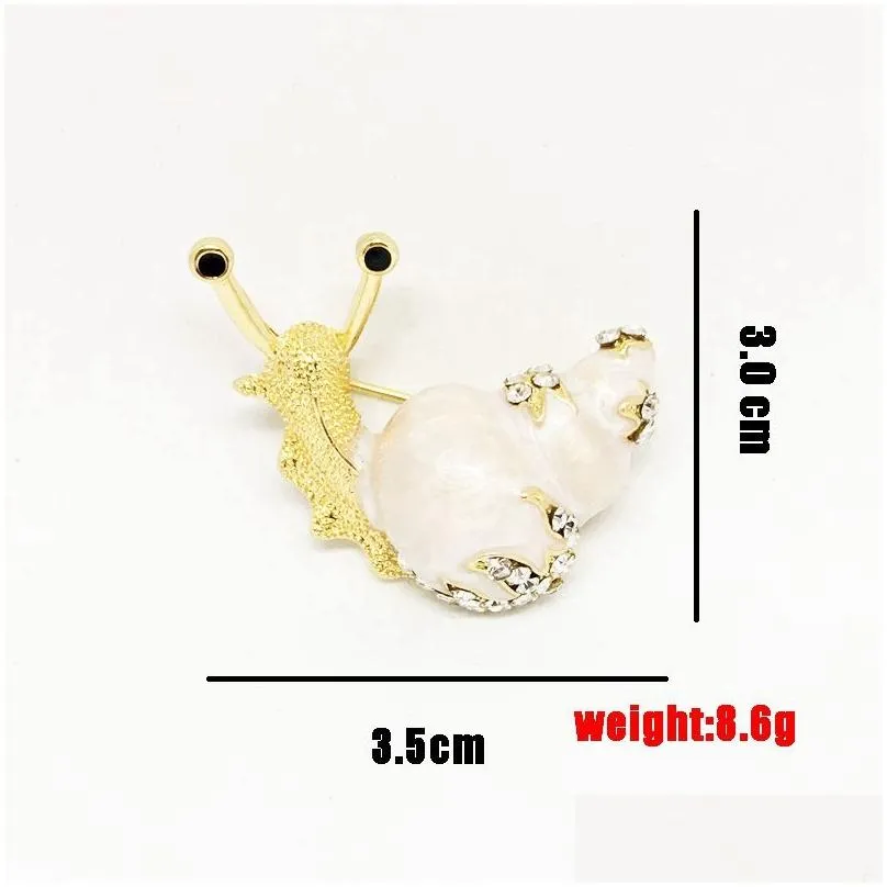 Pins, Brooches Snail Brooch Animals Pins Enamel Cute Animal Girl Women Gift Scarf Hat Cap Dress Clothing Accessories Jewelry Drop Del Dh81F