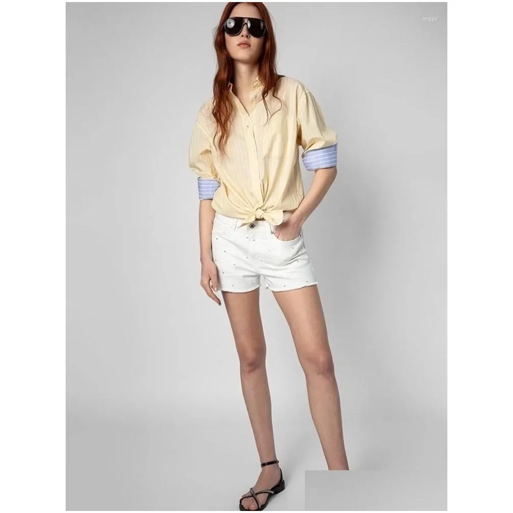 Women`s Blouses 2023 Spring And Summer Loose Stitching Long-sleeved Women Shirt