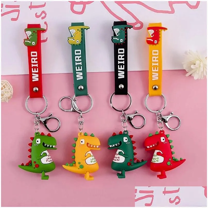 Link Bracelets Kawaii Dinosaur Doll Keychain Trinket Women Men Couple Pendant Bag Car Key Ring