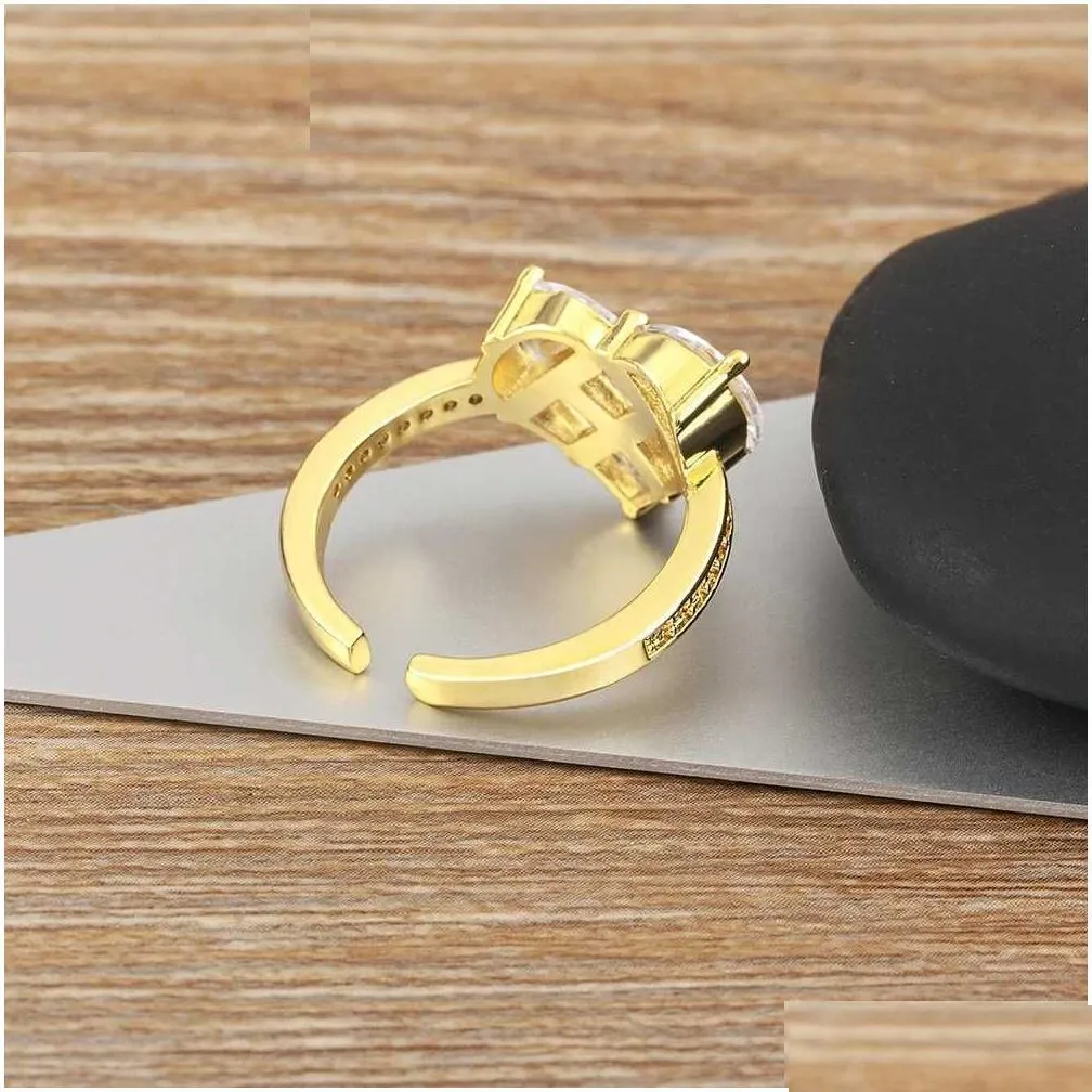 wedding rings nidin romantic heart ring white zircon open adjustable simple design premium finger jewelry fine wedding party gift wholesale