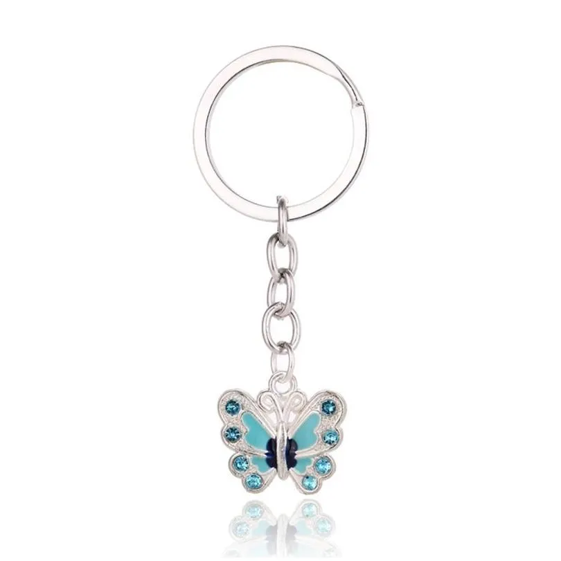 Key Rings Butterfly Keychain Crystal Alloy Vintage Diy Bag Phone Penant Accessories Jewelry Gift Keyrings Drop Delivery Dh5Gu