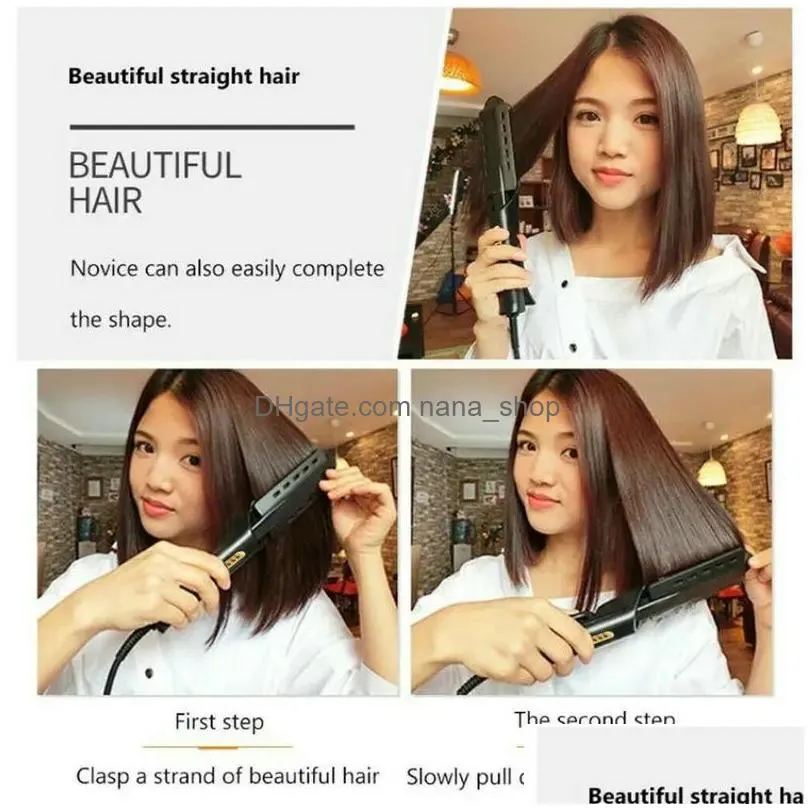 Hair Salon Irons Ceramic Tourmaline Ionic Flat Iron Straightener Professional Glider Straightner Drop Delivery Products Care Styling T Dh0Ek
