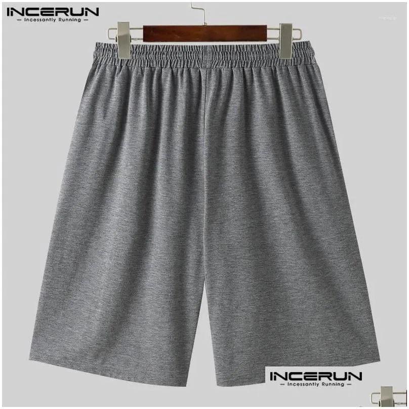 Men`s Shorts INCERUN 2024 American Style Men Casual Elastic Waist Design Fashionable Straight Tube Solid All-match S-5XL
