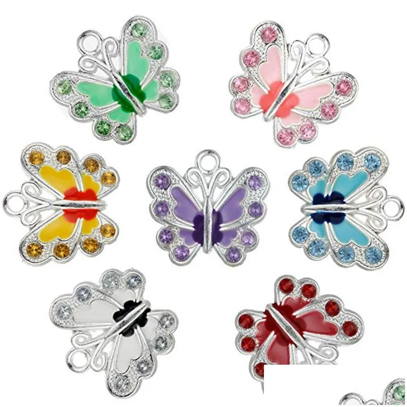 Charms Small Butterfly Enamel Charm Beads Diy For Jewelry Making Keychain Pendant Necklace Bracelet 7 Colors Bead Mix Drop Delivery Fi Dhl2O