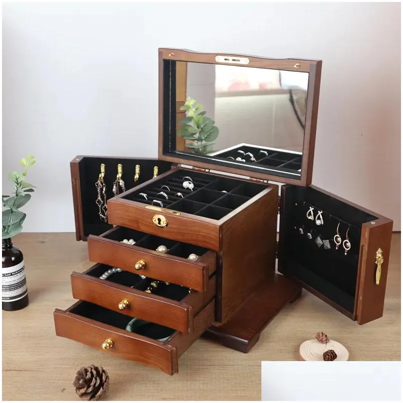 jewelry boxes luxury large wooden jewelry box storage display earring ring necklace jewellery gift case organizer packaging casket