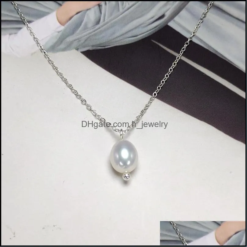 Pendant Necklaces Freshwater Pearl Water Drops Necklace For Women Girl S925 Sterling Sier Handmade Fashion Jewelry Girlfriend Drop Del Dh29E