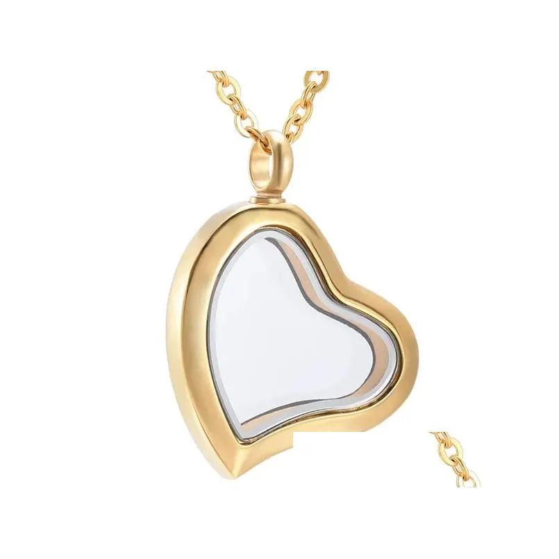Pendant Necklaces IJD2405 Est Exquisite Stainless Steel Heart Cremation Keepsake Memorial Ashes Holder Urn Unisex Necklace Jewelry