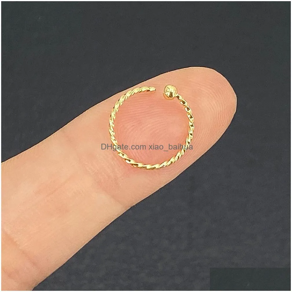 1pc 6/8/10mm stainless steel ball threaded nose rings mixed color body clips hoop for women men cartilage piercing jewelry new