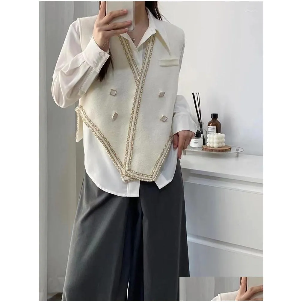 Women`s Suits BZVW 2024 Autumn Winter Knitted Vest Versatile Temperament Casual Fashion Designer Sleeveless Top Female 25X2805