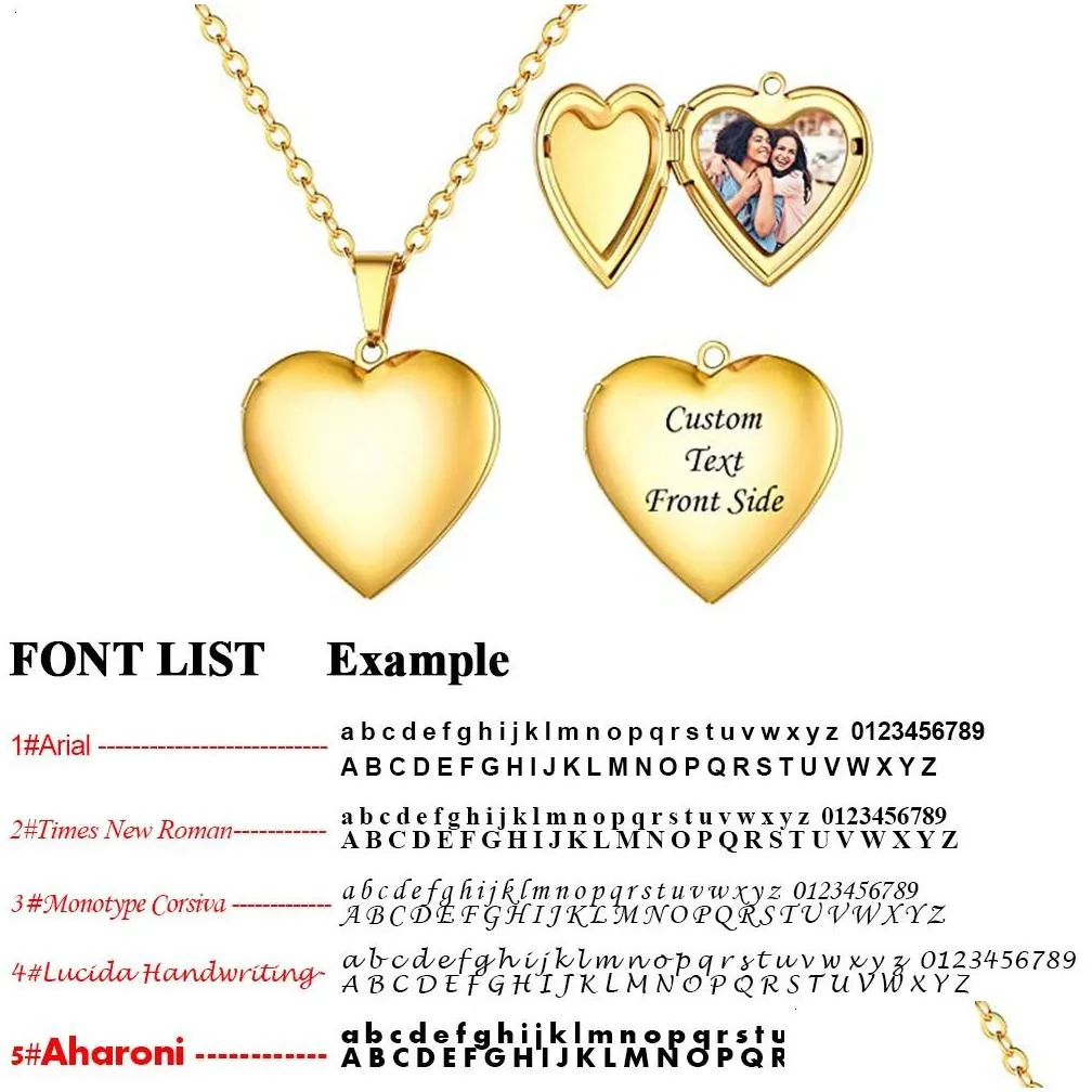 u7 stainless steel custom po heart locket necklace for woman personalized family picture laser engrave memorial jewelry 240115