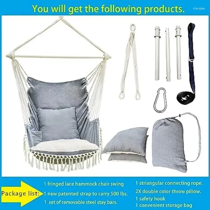 Camp Furniture Hammock Chair Swing ChairTas (Light Grey)