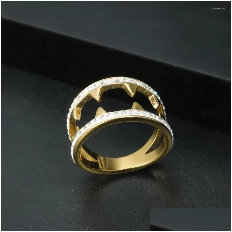 Cluster Rings Megalodon Tooth Shape Ring For Women Stainless Steel 18 K PVD Gold Plated Goth Hip Hop Vikings Trendy Jewelry