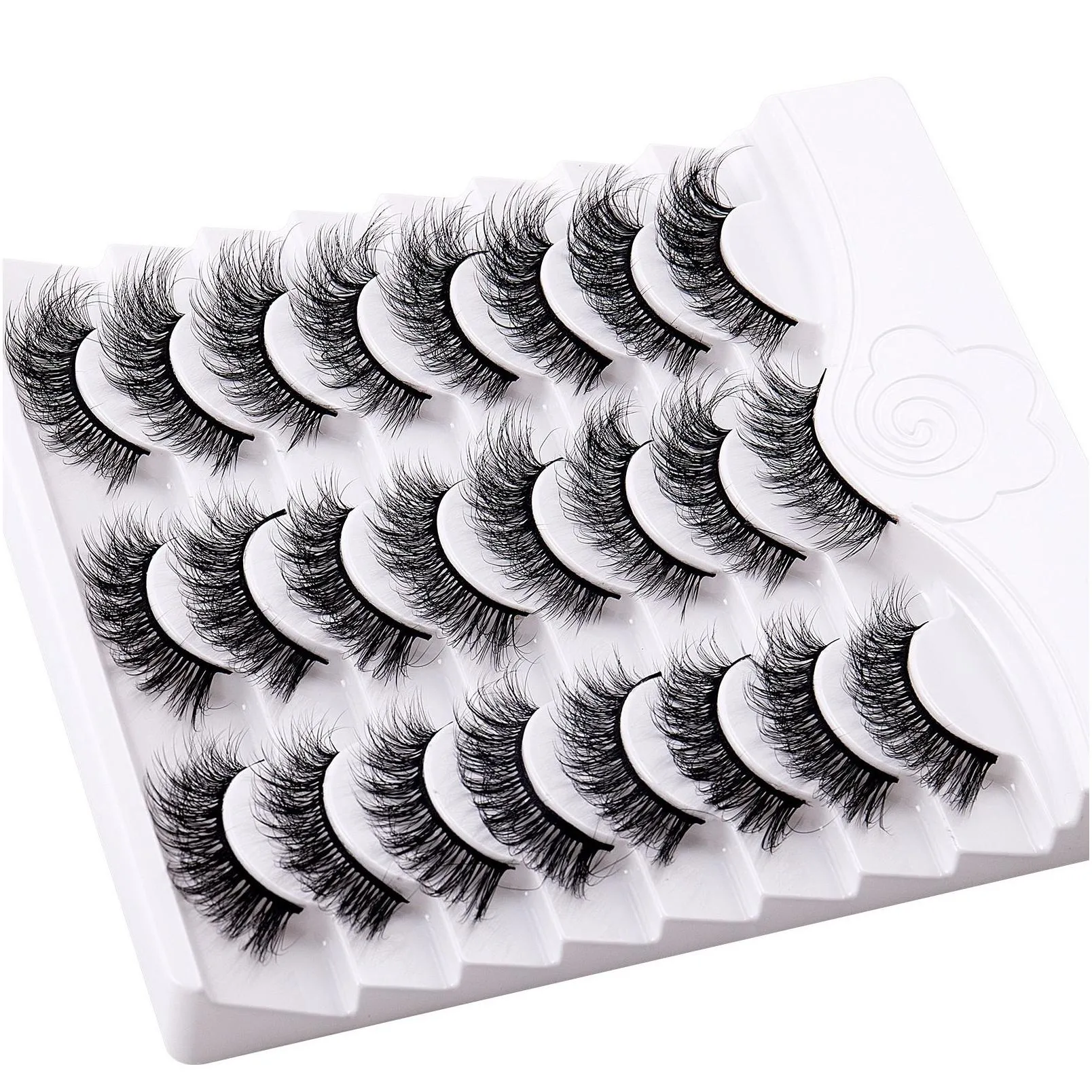 Natural Thick Fluffy False Eyelashes Soft Lightweight Handmade Reusable Multilayer 3D Mink Lashes Full Strip Eyelash Extensions for Women Beauty