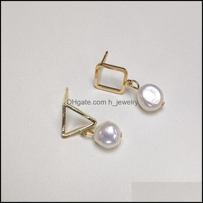 Stud Freshwater Baroque Pearl Earrings 14K Gold Fill 8-9Mm Earring For Women Geometric Diy Wedding Gift Drop Delivery Jewelr Dhgarden Dh0Dg