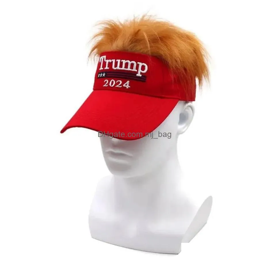 trump 2024 hats with hair baseball caps trump supporter rally parade cotton hats c92