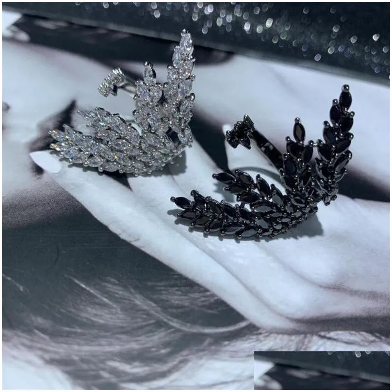Wedding Rings Choucong Brand Jewelry Sterling Sier Fl Marquise Cut White Topaz Cz Diamond Gemstones Eternity Open Women Adjustable Wi Dh8Wv